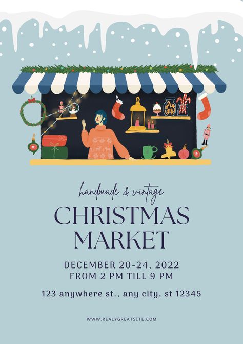 Christmas Poster Design, Christmas Marketing, Market Poster, Marketing Graphics, Christmas Flyer, Event Poster Design, Photo Collage Maker, Holiday Market, Christmas Poster