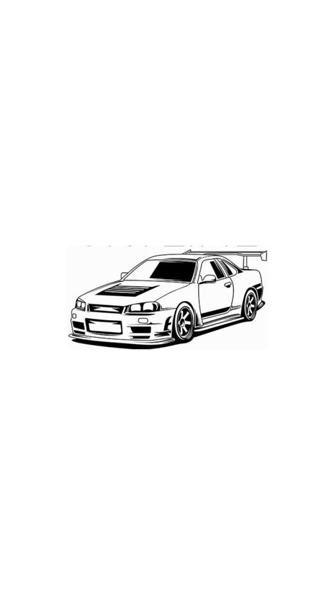 Nissan Skyline Tattoo Ideas, Simple Car Tattoo Ideas, Car Patchwork Tattoo, Car Drifting Tattoo, Small Car Tattoos For Guys, Race Car Tattoo Ideas, Nissan Gtr Tattoo, Nissan Tattoo, Nissan Skyline Tattoo