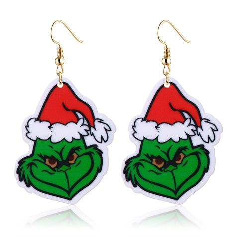 PRICES MAY VARY. Do you still remember a green monster in that Christmas fantasy comedy film? Inspired by this film, grinch christmas earrings features a smiling Grinch wearing a Santa hat and a silver hook on the top. These christmas earrings shimmer with sparkling bright eyes and radiant smile.If you are the grinch's fans, you will instantly fall in love with this cute design. Trendy Christmas Theme Grinch Dangle Earrings. Christmas Theme Grinch Hook earring can match most of your daily dressi Cricut Grinch Earrings, Grinch Earrings, Grinch Earrings Beaded, Grinch Beaded Earrings, Grinch Face Earrings, Grinch Faux Leather Earrings, Female Doctor, Green Monsters, Grinch Christmas