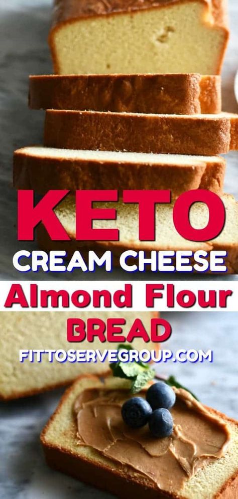 My recipe for keto cream cheese almond flour bread makes a great basic white bread loaf. The perfect low carb bread for when you are missing bread while doing keto.  It has an airy, light texture that is not at all eggy. Best of all it’s made with easy to come by ingredients. #ketobread #lowcarbbread #ketocreamcheesebread #lowcarbcreamcheesebread White Bread Loaf, Basic White Bread, Coconut Flour Cakes, Keto Cream Cheese, Almond Flour Bread, Cream Cheese Bread, Best Keto Bread, Almond Bread, Flour Bread