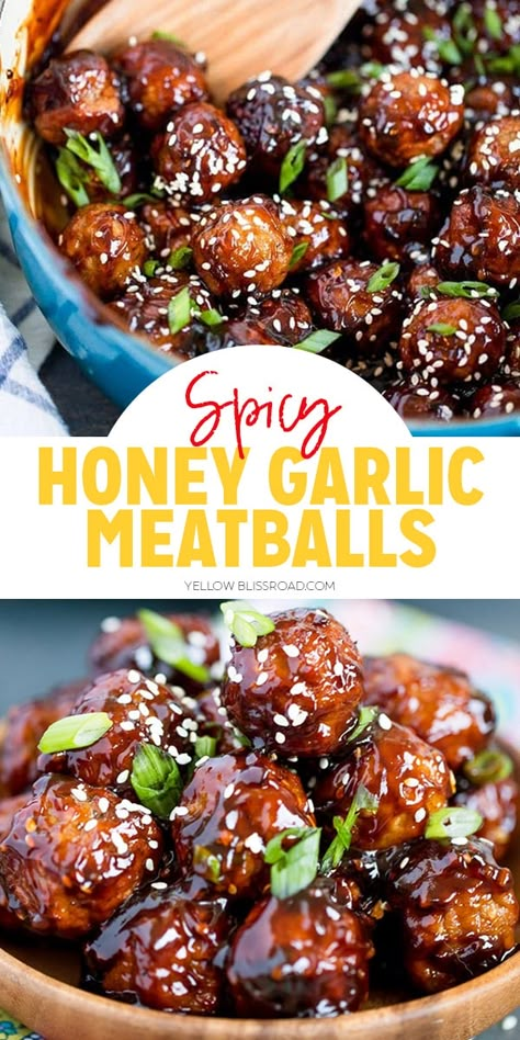 Honey Garlic Meatballs, Garlic Meatballs, Meatball Appetizer Recipe, Spicy Meatballs, Glazed Meatballs, Appetizer Meatballs, How To Cook Meatballs, Meatball Recipes Easy, Holiday Appetizer