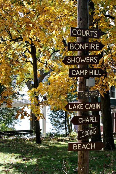 Summer Camp Entrance, Pendleton Aesthetic, Camp Signs, Summer Camp Aesthetic, City Signs, Camp America, Camp Aesthetic, Camp Wandawega, Camper Art