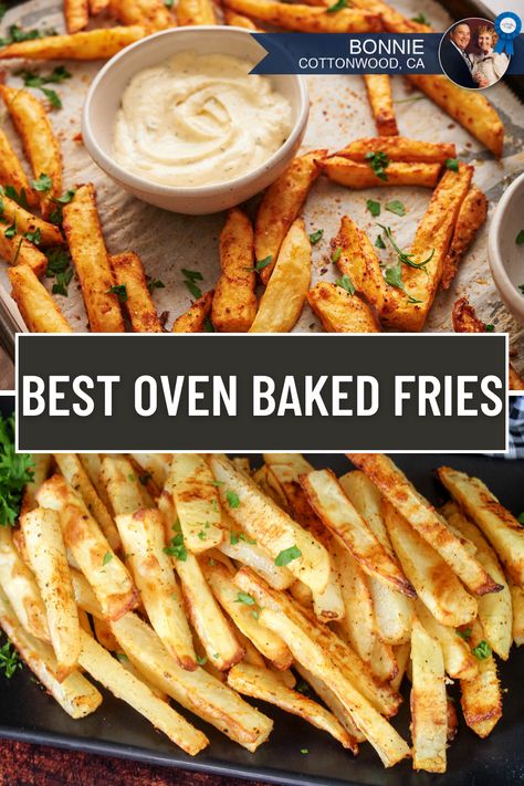 Best Oven Baked French Fries Recipe Homemade Fries In Oven, Crispy Baked French Fries, Oven French Fries, French Fry Recipe Baked, Fried Fries, Fries Recipe Oven, Potato Fries Baked, Oven Baked French Fries, Baked French Fries