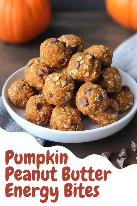 Pumpkin Peanut Butter Energy Bites are the ultimate fall snack! These no-bake bites are filled with fiber, protein, and natural sweetness from pumpkin, peanut butter, and honey. Quick to make and perfect for an energy boost throughout your day. Whether it's a snack after a workout or a quick breakfast, these bites have you covered. Pin this easy recipe to make your own! Kidney Friendly Recipes Renal Diet, Peanut Butter And Honey, Healthy Low Carb Breakfast, Baked Pumpkin Oatmeal, Pumpkin Peanut Butter, Peanut Butter Energy Bites, Granola Bites, Pumpkin Oats, Pumpkin Breakfast