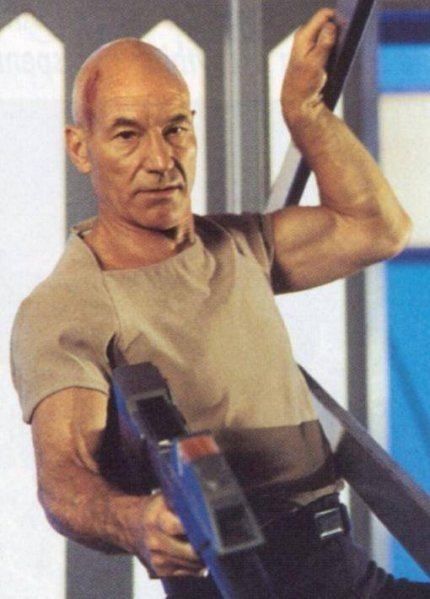 Captain Picard from Star Trek: Insurrection.  (Patrick Stewart is hot!) Captain Picard, Jean Luc Picard, Paddy Kelly, Star Trek Tv, Star Trek Series, Star Trek Images, Patrick Stewart, Star Trek Movies, Saints Row