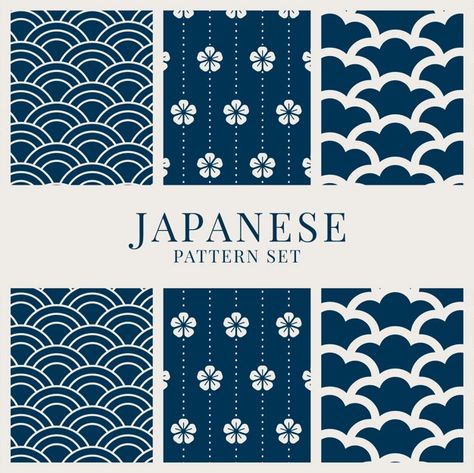 Japanese-inspired pattern set | Free Vector Japanese Motifs, Pattern Japanese, Rose Gold Texture, Halftone Dots, Mermaid Pattern, Fish Pattern, Clouds Pattern, Flower Vintage, Fish Patterns