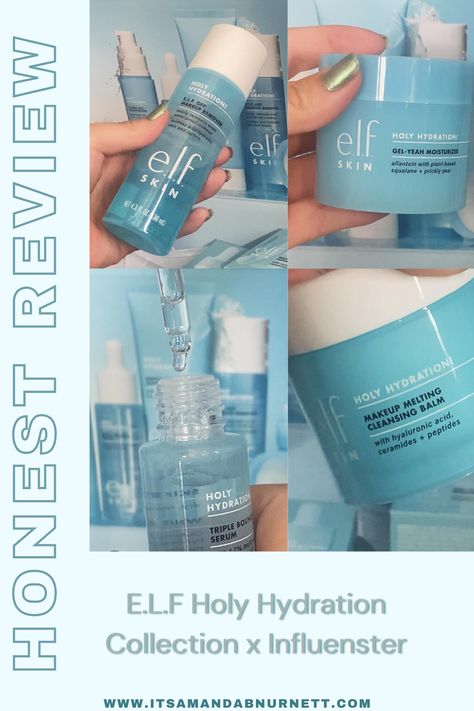 Honest review of 4 products from the holy hydration collection from elf. For my dry skin girls! These products we're sent to me to review from Influenster but these opinions are my own. #elfskincare #elf #holyhydration #dryskin #skincarefordryskin #hyaluronicacid Elf Skincare Routine, Elf Holy Hydration, Dewey Makeup, Lightweight Moisturizer, Beauty Natural Products, Elf Cosmetics, Morning Skin Care Routine, Bath And Body Care, Cleansing Balm