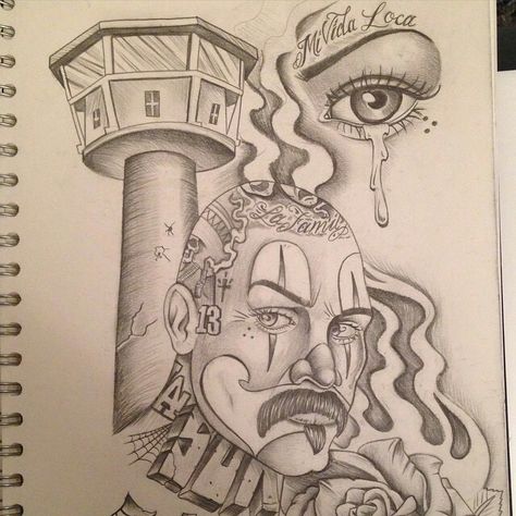 Arte Prison Art Drawings Tattoo, Prison Tower, Tower Tattoo, Prison Drawings, Punisher Artwork, Cool Tattoo Drawings, Latino Art, Prison Art, Prison Tattoos