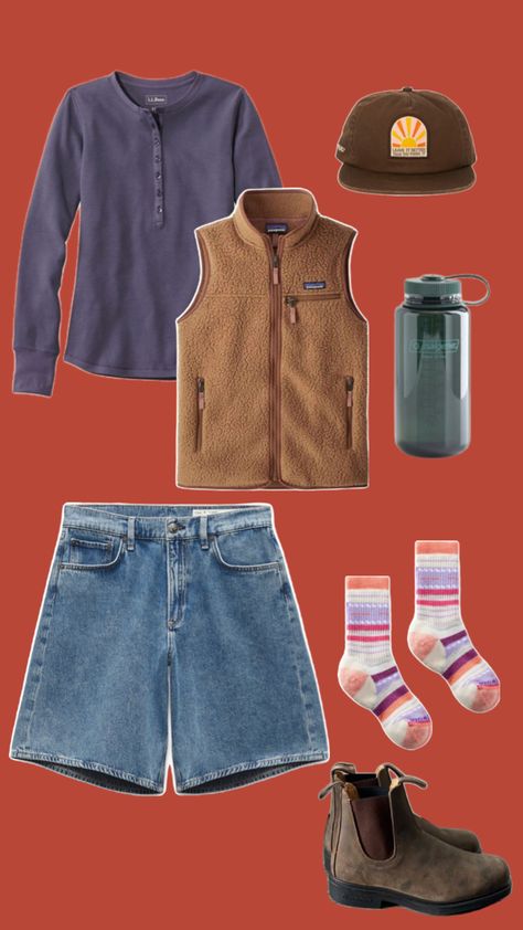 #granolagirl #camping #outfits #fashion #fitcheck #patagonia #parksproject Patagonia Style Woman Outfit, Granola Rainy Day Outfit, Athletic Granola Outfits, Retro Summer Camp Outfits, Granola Girl Essentials, Granola Outfits Fall, Patagonia Baggies Outfit, Granola Girl Clothes, Fall Granola Outfits