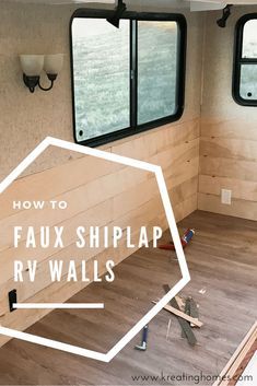 How to Faux Shiplap RV Walls  Tiny House Movement // Tiny Living // Tiny House on Wheels // RV Remodel // RV Conversion // Tiny Home Camping Vintage, Caravan Makeover, Camper Trailer Remodel, Camping Diy, Vintage Camper Remodel, Wallpaper Luxury, Diy Camper Remodel, Rv Makeover, Trailer Life