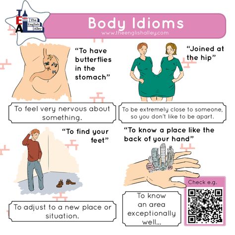 If you have butterflies in your stomach, should you go to the doctor?  But really, it’s a great way to say “I feel nervous or excited.” It captures the feeling of being nervous perfectly.   Check these 4 idioms related to the body. Which ones are new for you?  #englishidioms  #englishexpressions  #thingswesay  #butterfliesinthestomach  #ivegotbutterflies  #butterflies  #joinedatthehip #findyourfeet  #likethebackofmyhand  #englishvocabulary  #improveyourenglish  #englishlearning Butterflies In Your Stomach, Improve Your English, English Idioms, Figurative Language, Learn English Vocabulary, Learn English Words, English Vocabulary Words, With Meaning, Vocabulary Words