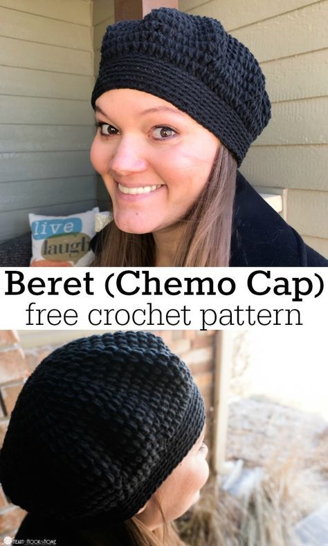 Crochet Chemo Cap, Cap Crochet Pattern, Chemo Caps Pattern, Beanie Design, Cap Crochet, Crochet Adult Hat, Beret Pattern, Chemo Hats, Crochet Beanies