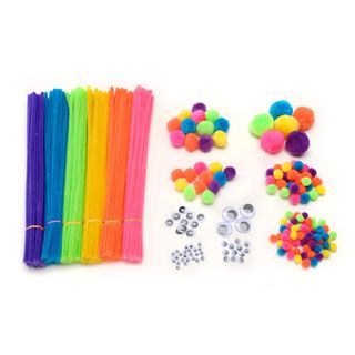 Big Value Neon Craft Pack - Chenille Stems, Pom Poms & Wiggle Eyes - 300 pack Diy Pompoms, Neon Crafts, Kids Party Crafts, Craft Supply Storage, Wholesale Crafts, Diy Wool, Pipe Cleaner Crafts, Craft Kits For Kids, Chenille Stems