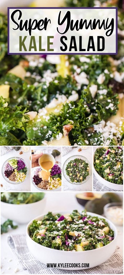 Massage Kale, Salad Vinaigrette, Recipe With Honey, Massaged Kale, Dijon Vinaigrette, Kale Salad Recipes, Vinaigrette Recipe, Honey Dijon, Yummy Salad Recipes