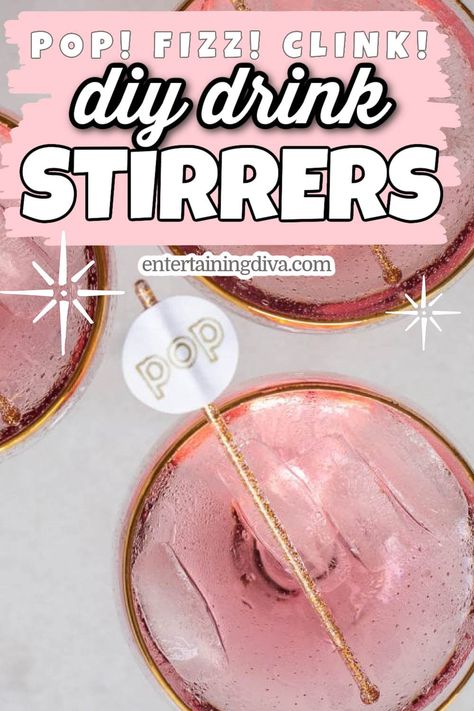 Diy Drink Stirrers, Bachelorette Party Cocktails, Champagne Jello Shots, Cocktail Stirrers, Champagne Drinks, Champagne Cocktails, Christmas Cocktail Party, Potluck Dinner, Party Cocktails