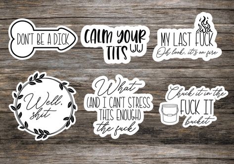 Abc Font, Adult Stickers, Sticker Notebook, Cuss Words, Notebook Stickers, Bullet Journal Art, Cute Messages, Zodiac Signs Funny, White Stickers