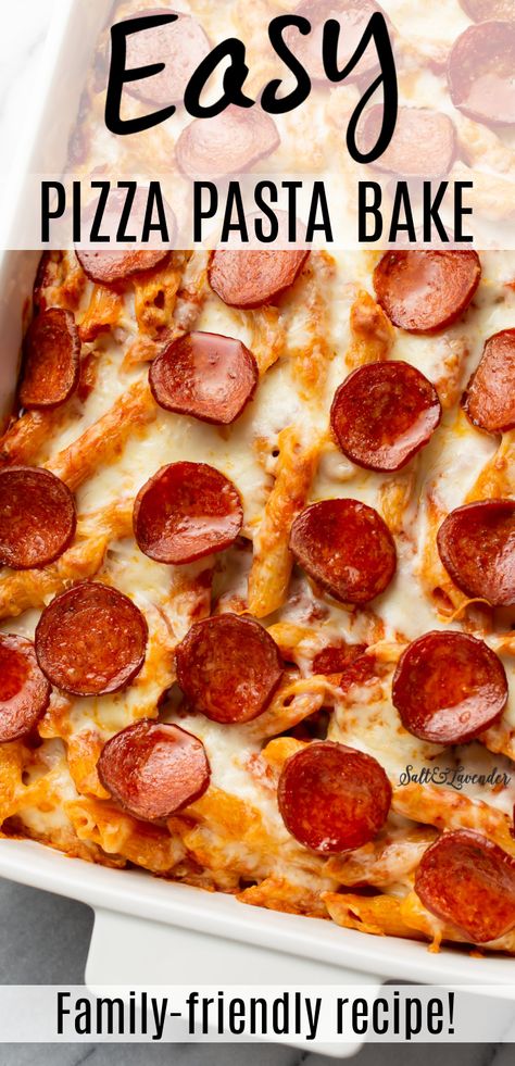 Pepperoni Pizza Bake, Baked Pizza Spaghetti, Pepperoni Casserole Recipes, Dinner Recipes With Pepperoni, Hamburger Pasta Bake, Easy Oven Baked Pasta Recipes, Penne Noodle Recipes, Easy Pizza Casserole Recipe, Baked Pasta Recipes No Meat