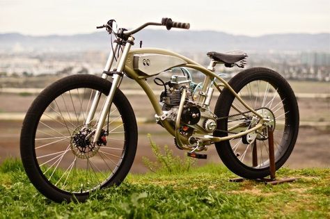 Motorised Bicycle by Wolf Creative Customs - Silodrome Powered Bicycle, Motorised Bike, Motorized Bicycle, Push Bikes, Custom Bicycle, Moto Bike, Beach Cruiser, Old Bikes, Sepeda Motor