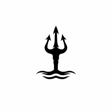 Poseidon Trident Tattoo For Men, Neptune Trident Tattoo, Neptune Symbol Tattoo, Poseidon Trident Tattoo Design, Small Trident Tattoo, Trident Tattoo Feminine, Posiden Trident Tattoo, Siren Symbol, Poseidon Trident Tattoo