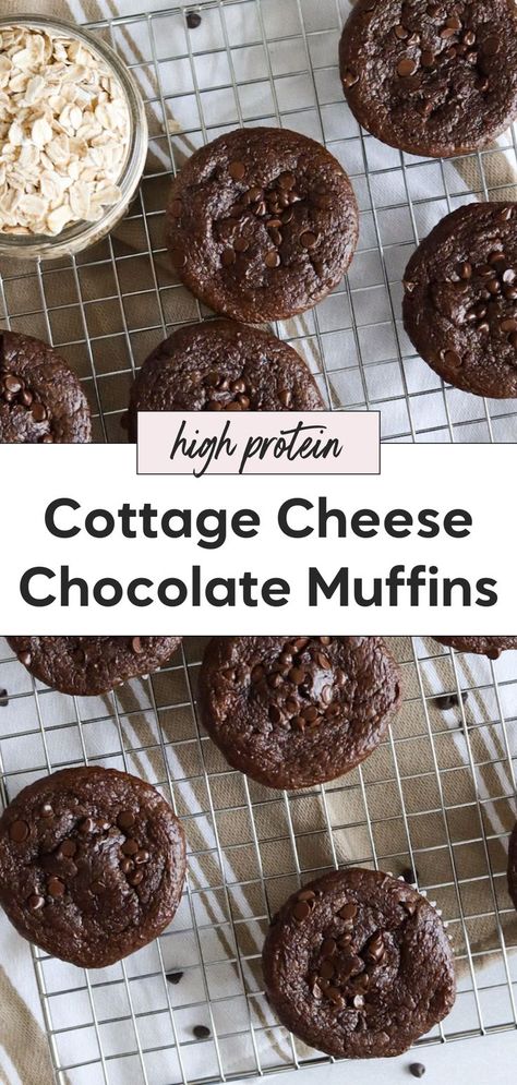 Try these blender cottage cheese muffins, a healthy and protein-packed treat. These cottage cheese chocolate muffins are an easy recipe made in a blender with oats and chocolate chips. Perfect for a sweet protein breakfast, these double chocolate chip muffins combine the richness of chocolate muffins with the goodness of cottage cheese. Blender Cottage Cheese, Chocolate Cottage Cheese, Oats And Chocolate Chips, Cottage Cheese Chocolate, Oats And Chocolate, Cottage Cheese Muffins, Chocolate Protein Muffins, High Protein Muffins, Cottage Cheese Recipes Healthy