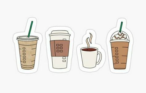 Coffee Doodle, Penanda Buku, Cute Laptop Stickers, Coffee Drawing, Tumblr Stickers, Scrapbook Stickers Printable, Easy Doodle Art, Coffee Stickers, Bullet Journal Stickers