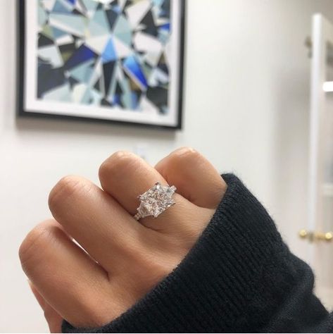 Princess-Cut Diamond Rings Princess Cut Trilogy Ring, Dream Ring Princess Cut, Engagement Rings Rose Gold Princess Cut, Square Cut Engagement Rings, Square Diamond Engagement Ring, Trendy Engagement Rings, Princess Diamond Engagement Rings, Princess Diamond Ring, Yellow Diamond Engagement Ring