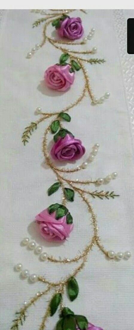 Silk Ribbon Embroidery Tutorial, Áo Blu, Sulaman Pita, Silk Ribbon Embroidery Patterns, Ribbon Embroidery Kit, Ribbon Embroidery Tutorial, Pola Sulam, Brazilian Embroidery, Embroidery Flowers Pattern