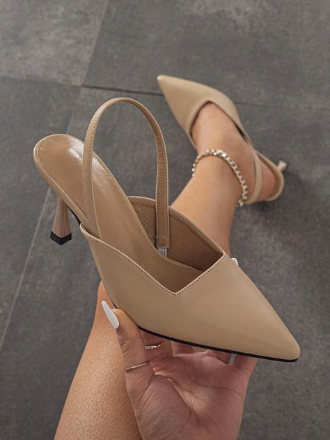 Women Point Toe Stiletto Heeled Slingback Pumps, Elegant Outdoor Pumps | SHEIN USA Shoes Black Women, Mode Abaya, Shoes Comfortable, Instagram Model, Womens Shoes High Heels, Model Beauty, Casual Sport Shoes, Womens Wedges, High Heels Stilettos