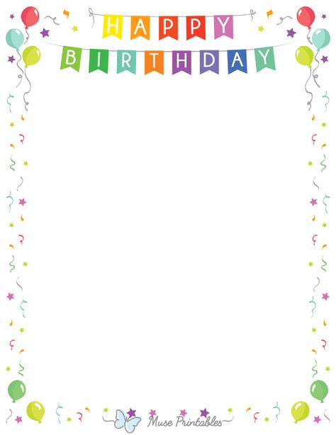 Happy Birthday Border, Birthday Border, Portfolio Kindergarten, Kindergarten Portfolio, Writing Paper Printable Stationery, Free Printable Stationery, Birthday Greetings Friend, Happy Birthday Template, Birthday Clipart