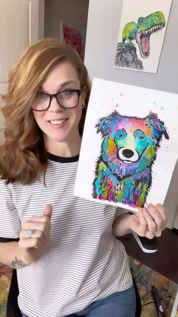 Andrea Nelson on Instagram: "So many of you have shared your pet portraits with me! That’s why this one is my favorite! You don’t know how much you guys lift me up 😊 #petportrait #paintyourpet #animallover #easyart #arttutorial #gothglue #easywatercolor #dogmom #catmom" Andrea Nelson Art, Schnauzer Art, Dog Portraits Art, Animal Art Projects, Glue Art, Paint Your Pet, Animal Portraits Art, Pet Portrait Painting, Watercolor Pet Portraits