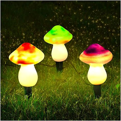 Solar Mushroom Lights, Mushroom Landscape, Lighting Pathway, Street Landscape, Pathway Landscaping, Garden Mushrooms, Solar Garden Lights, Mushroom Lights, Cute Shape