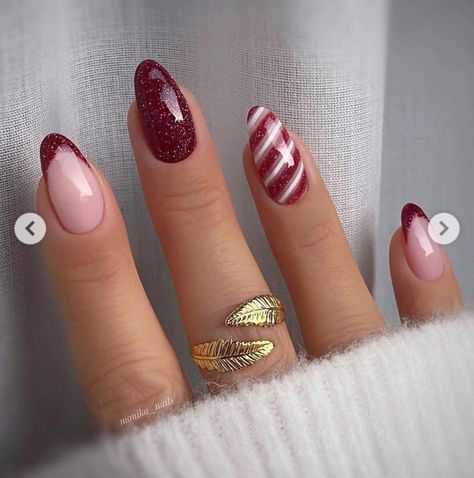 Candy Cane Nails, December Nails, Christmas Gel Nails, Her Nails, Christmas Nails Acrylic, Xmas Nails, Nail Polishes, Cute Acrylic Nails, Holiday Nails