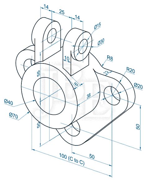 AutoCAD para todos - 100% Práctico: Ejercicio desarrollado N° 08 - AutoCAD Sólidos 3D Isometric Drawing Exercises, 3d Drawing Techniques, Autocad Isometric Drawing, Orthographic Drawing, 3d Autocad, Solidworks Tutorial, Interesting Drawings, Mechanical Engineering Design, Isometric Drawing