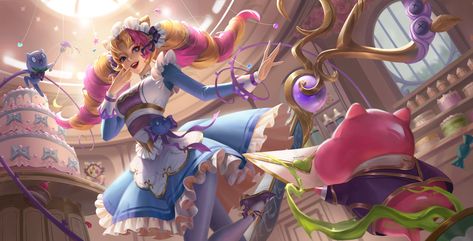 Lee- - Cafe Cuties Gwen Cafe Cuties Gwen, League Of Legends Splash Art, Legend Drawing, Splash Art, Lol League Of Legends, Painting Process, Wallpaper Pc, League Of Legends, Game Art