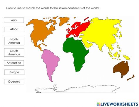 Continent Worksheet, Seven Continents, Travel To All 7 Continents, Seven Continents Printable Free, The Seven Continents Worksheet, Teaching Continents 2nd Grade, Map Worksheets, Reading Comprehension For Kids, Continents And Oceans