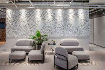 Madlan | Switchup | Media - Photos and Videos | Archello Work Office Design, Breakout Space, Office Waiting Rooms, Lobby Interior Design, Executive Room, Zen Room, Office Photo, Dental Office Design, Modern Office Design