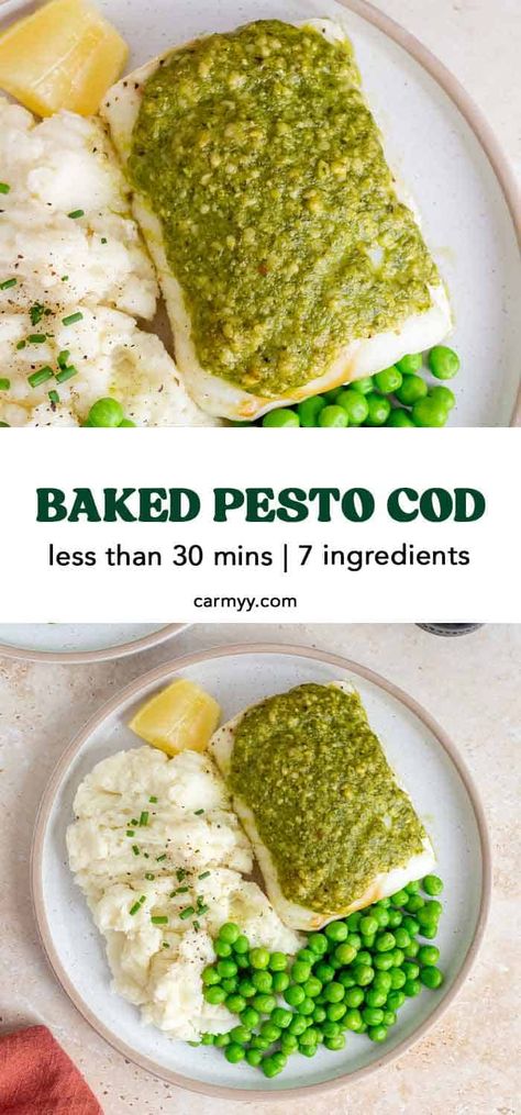 Pesto Fish Recipes, Pesto Cod, Pesto Fish, Cod Fish Recipes Baked, Cod Recipes Healthy, Baked Cod Recipes, Cod Fish Recipes, Cod Recipe, Fish Recipes Baked