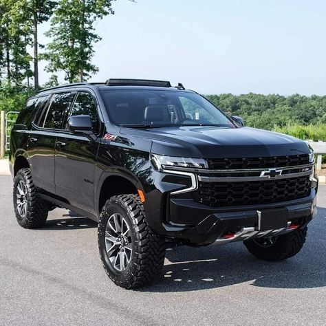 2021 Chevy Tahoe Z71 Lifted, Lifted Chevy Tahoe, Black Tahoe, Chevy Tahoe Ltz, Chevy Tahoe Z71, Mom Car, Lifted Chevy, Dream Cars Jeep, Chevy Suburban