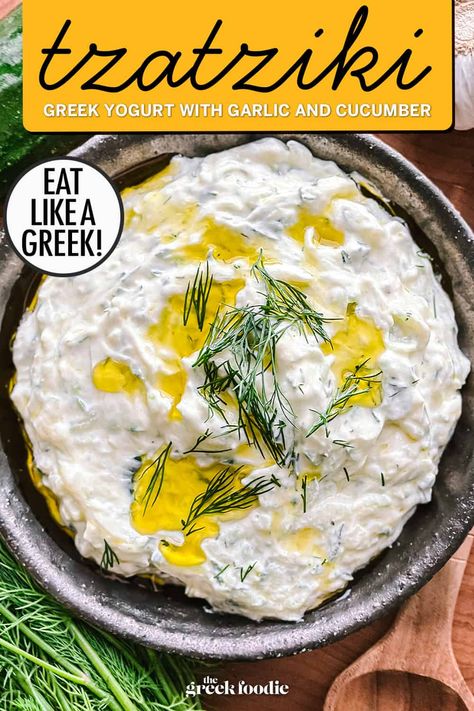 Perfect Tzatziki Sauce Greek Taziki Sauce Recipe, Tzatziki Dip Recipe, Authentic Tzatziki Sauce Recipe, Tzatziki Dip, Greek Meze, Greek Dinner, Man Recipes, Tzatziki Sauce Recipe, Greek Appetizers