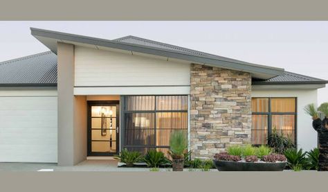 Best Display Home Show in Perth & WA | newhousing.com.au Tile Roof House, Modern Bungalows, Skillion Roof, Town Houses, Tile Roof, House Roof Design, Best Modern House Design, Small House Floor Plans, House Design Pictures