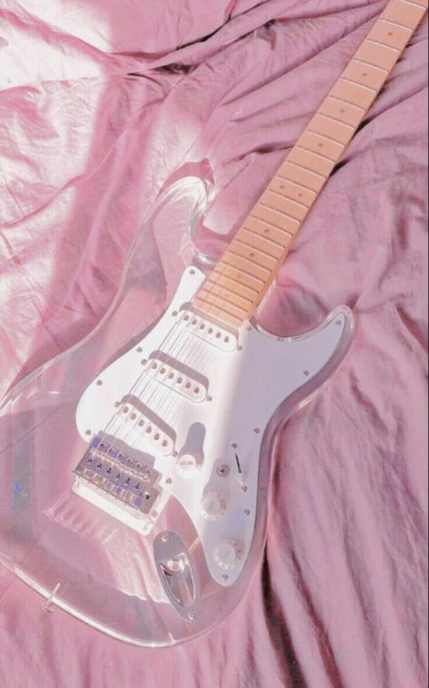 Pink Electric Guitar Aesthetic, Aesthetic Wallpaper Guitar, Electric Guitar Aesthetic Wallpaper, Guitar Aesthetic Wallpaper, Transparent Guitar, Electric Guitar Aesthetic, Wallpaper Guitar, Pink Electric Guitar, Gitar Vintage