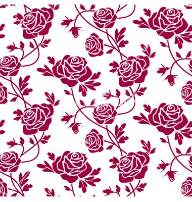 Roses seamless pattern vector 81007 - by ElaKwasniewski on VectorStock® Wall Stencil Patterns, Roses Pattern, Door Murals, Custom Wall Murals, Stock Wallpaper, Stencil Patterns, Wallpaper Rolls, Pattern Wall, Clay Art Projects