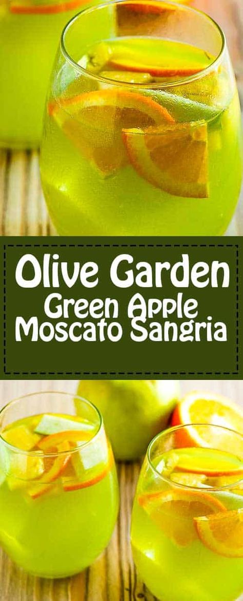 Apple Moscato Sangria, Green Apple Moscato Sangria, Green Apple Sangria, Apple Sangria Recipes, Moscato Sangria, Sangria Pitcher, Easy Sangria Recipes, Apple Sangria, Olive Garden Recipes