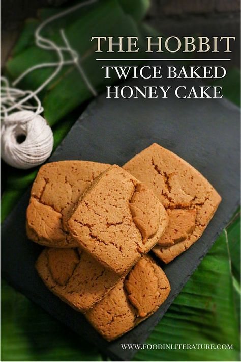 The Hobbit | Twice Baked Honey Cake recipe | In Literature Honey Bread Recipe, Hobbit Food, Birthday Recipes, Honey Cake Recipe, Honey Bread, Geek Food, Twice Baked, Honey Cake, Honey Recipes