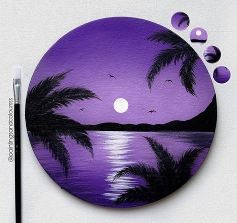 Disc Painting Ideas Easy, Circle Paintings Easy, Painting In Circle, Circle Canvas Painting Ideas, Circle Painting Ideas Easy, Round Canvas Painting Ideas Easy, Cd Painting Ideas Easy, Record Drawing, Circular Paintings