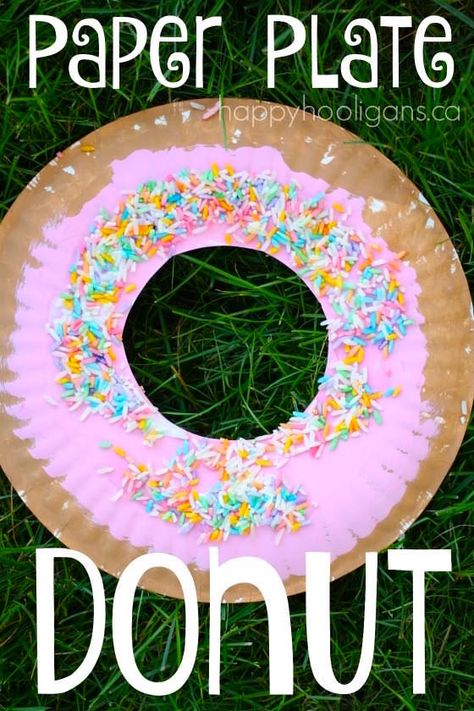 Paper Plate Donut Craft for Kids Letter D Craft, Donut Craft, Paper Plate Art, Letter D Crafts, Cardboard Projects, Jelly Donut, Craft For Toddlers, Aa School, Homeschool Fun