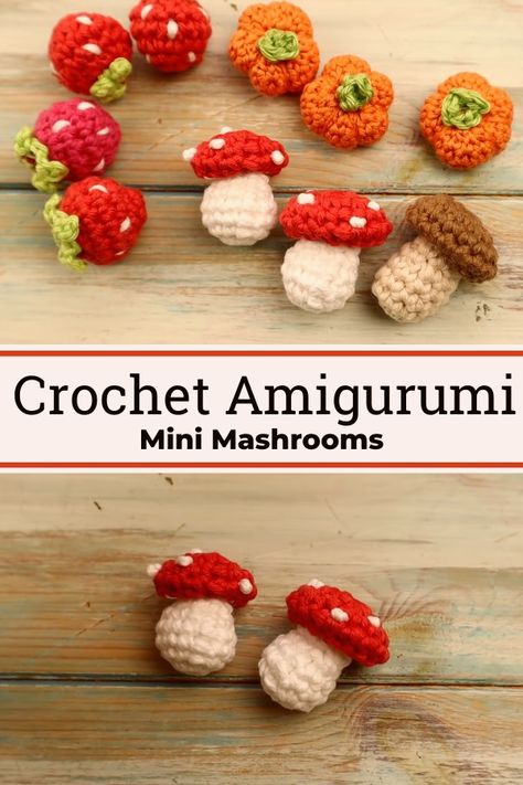 Confection Au Crochet, Crochet Mushroom, Crochet Bee, Pola Amigurumi, Crochet Design Pattern, Crochet Food, Kawaii Crochet, Beginner Crochet Projects, Crochet Amigurumi Free