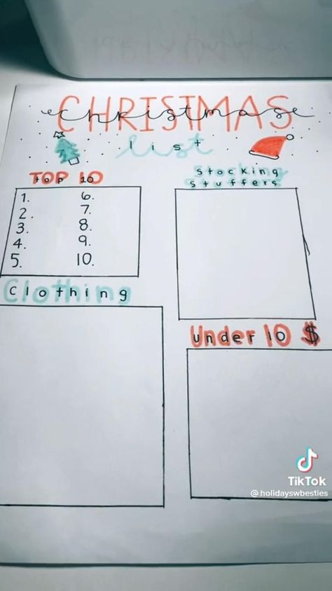 Natal, Christmas List Set Up Ideas, Preppy Christmas List On Paper, Christmas List Organization Ideas, Things For Your Christmas List, Preppy Things For Christmas, Shoes For Christmas List, Preppy Christmas List Template, Christmas Craft Aesthetic