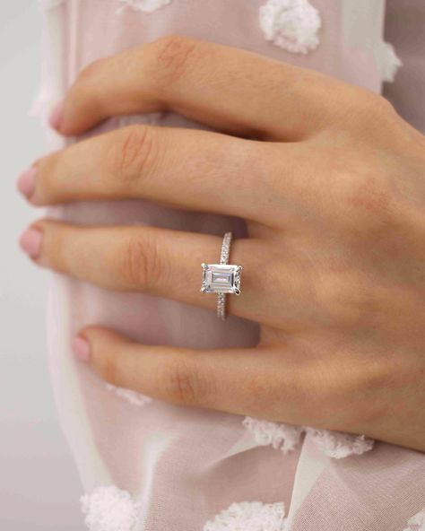 Halo Style Engagement Rings, Hidden Halo Engagement Ring, Engagement Rings Sale, Moissanite Bridal Sets, Emerald Cut Moissanite, Moissanite Necklace, Moissanite Earrings, Moissanite Jewelry, Bridal Bands