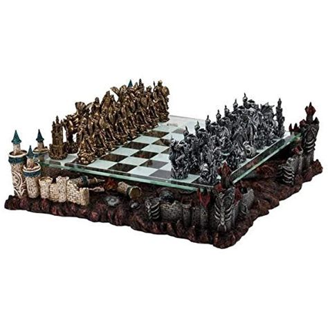 17" Fantasy Good Vs. Evil 3D Chess Set, Bronze #Games 3d Chess Set, Themed Chess Sets, 3d Chess, Glass Chess, Metal Chess Set, Medieval Dragon, Poker Chips Set, Chess Set Unique, Chess Board Game